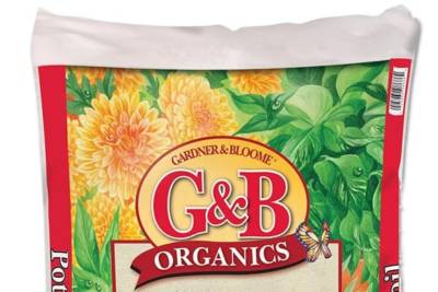 Large red and white bag of G&B Potting Soil