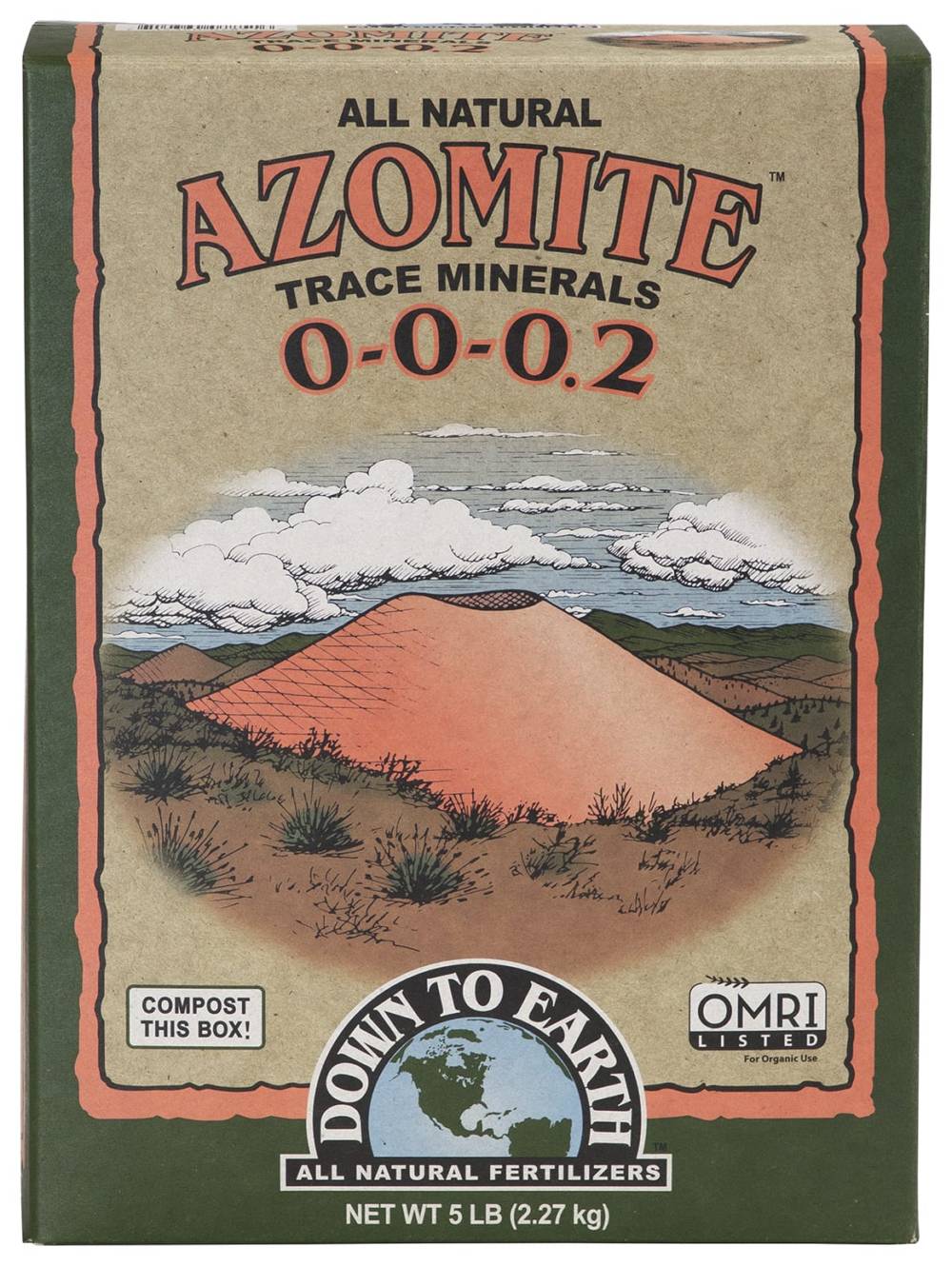 Box of Down To Earth Azomite Powder