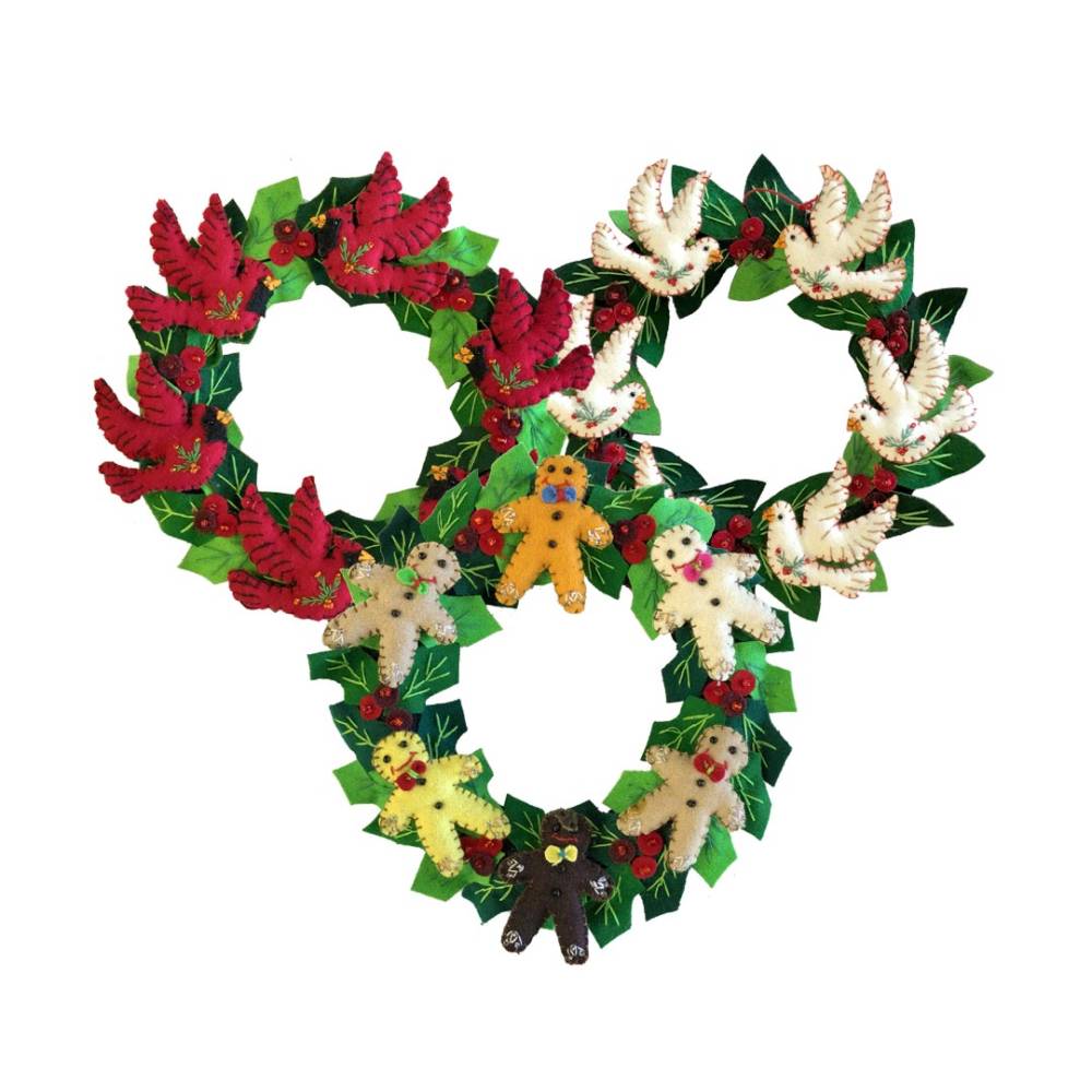 Hand-Sewn Christmas Wreaths